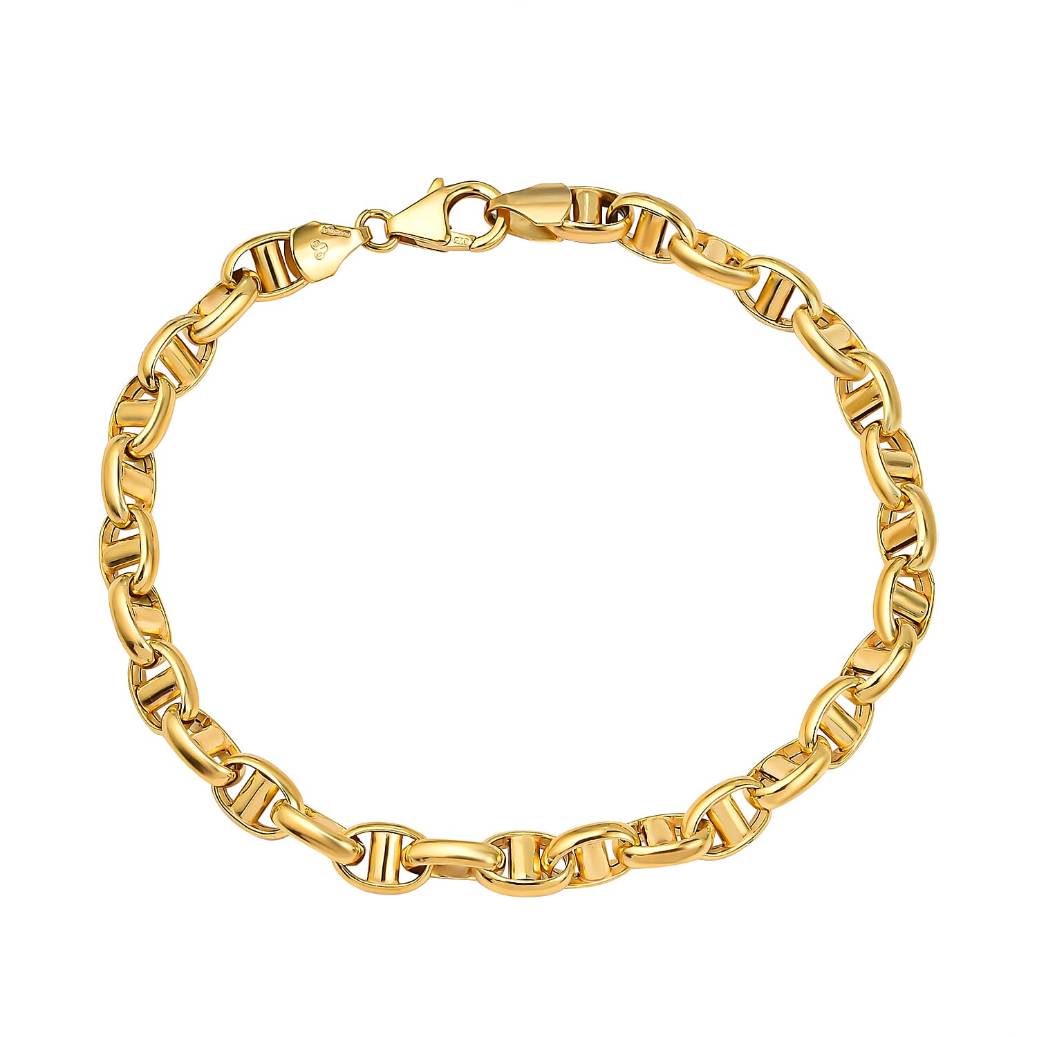 One Time Close Out Deal - 9K Yellow Gold Rambo Bracelet (Size - 7.5) with Lobster Clasp Gold Wt 5.00 Gms