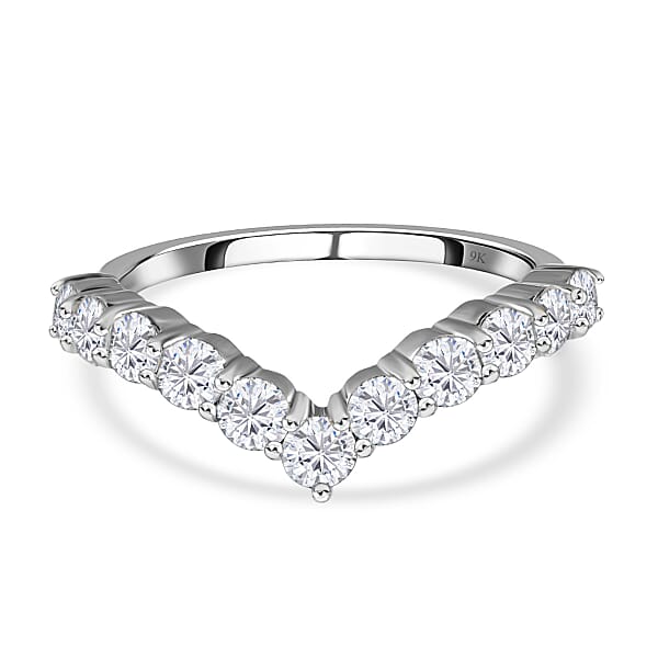 9K White Gold 1 Ct Diamond Wishbone Wedding Band Ring M7232013 TJC