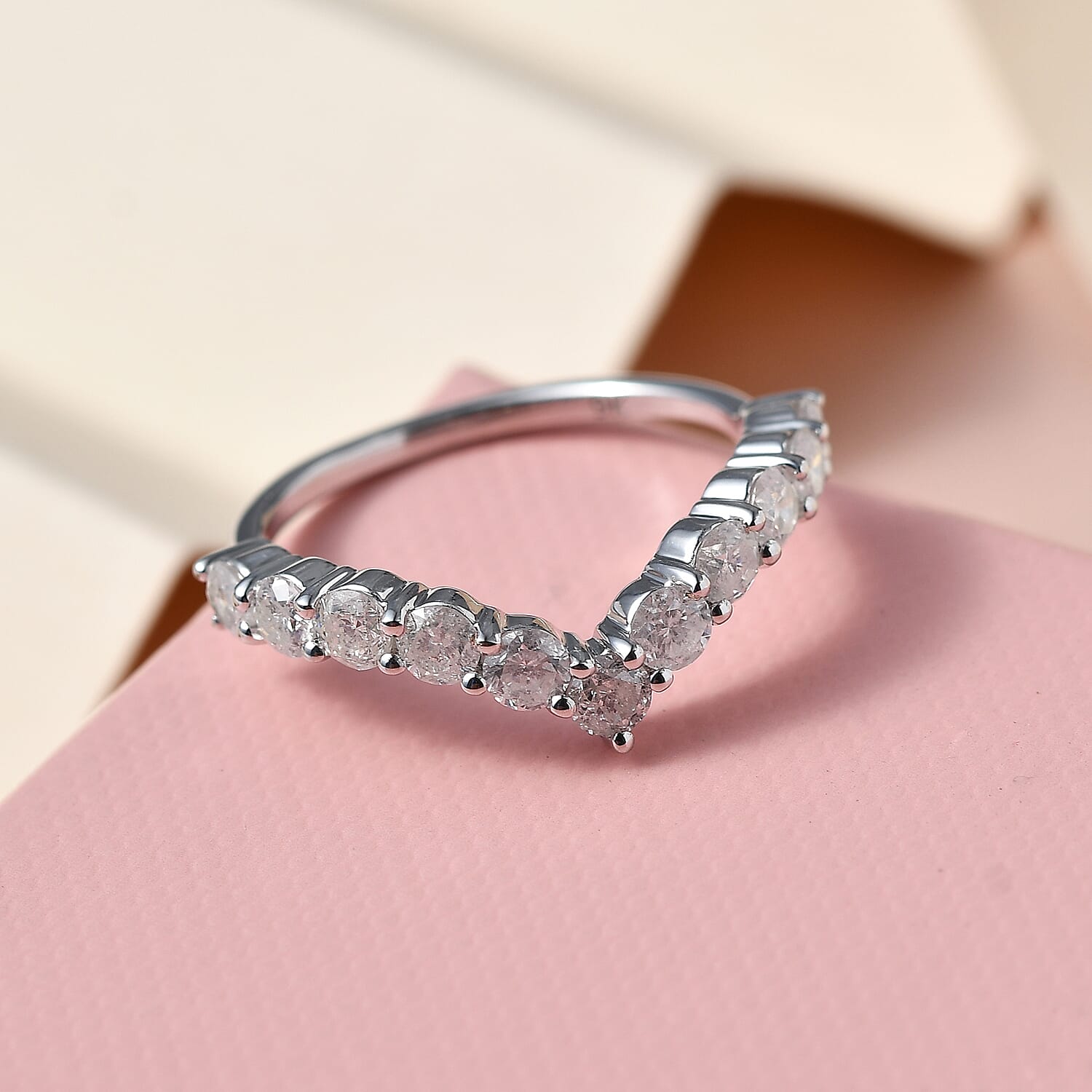 9K White Gold Diamond (G-H) Band Ring 1.00 Ct