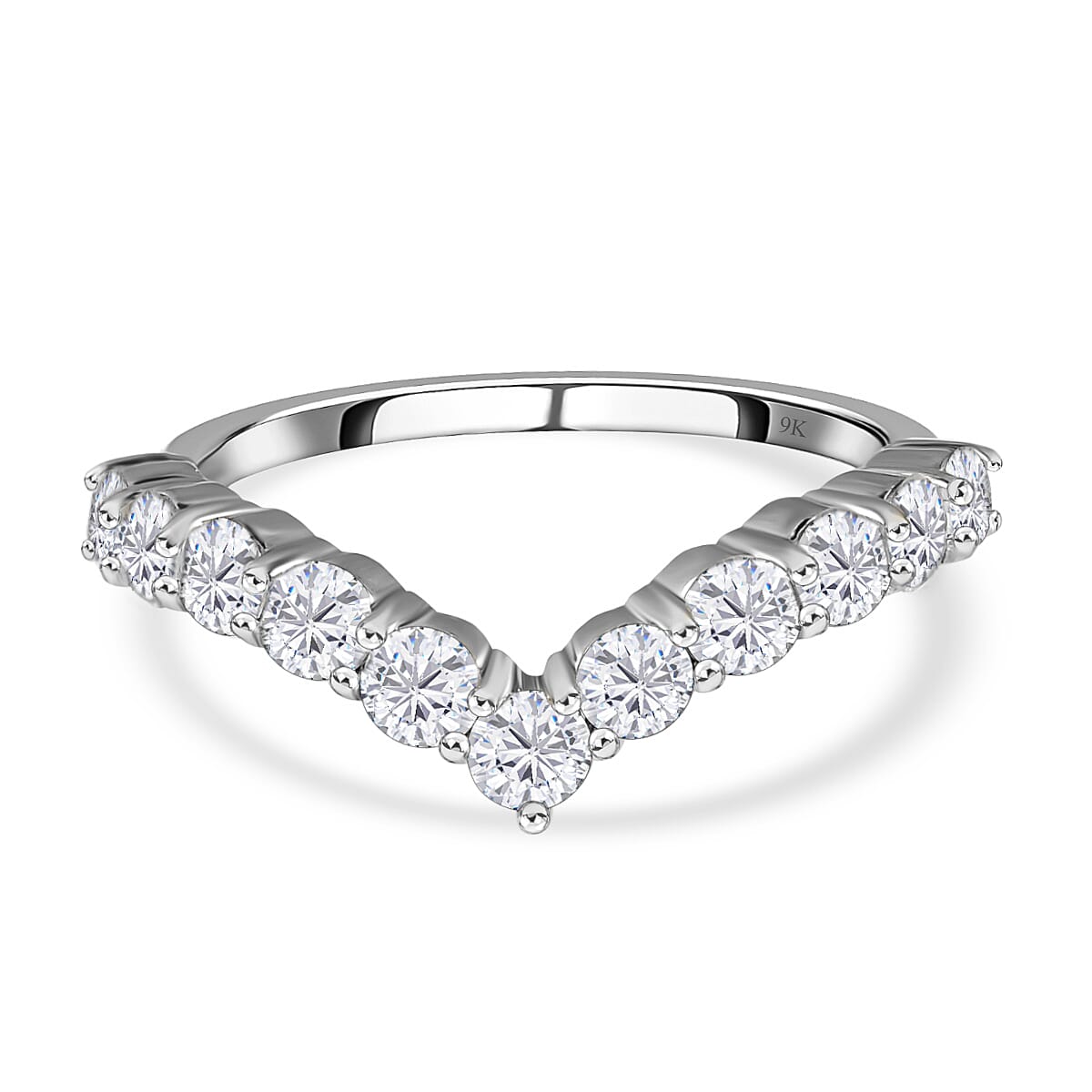 9K White Gold Diamond (G-H) Band Ring 1.00 Ct