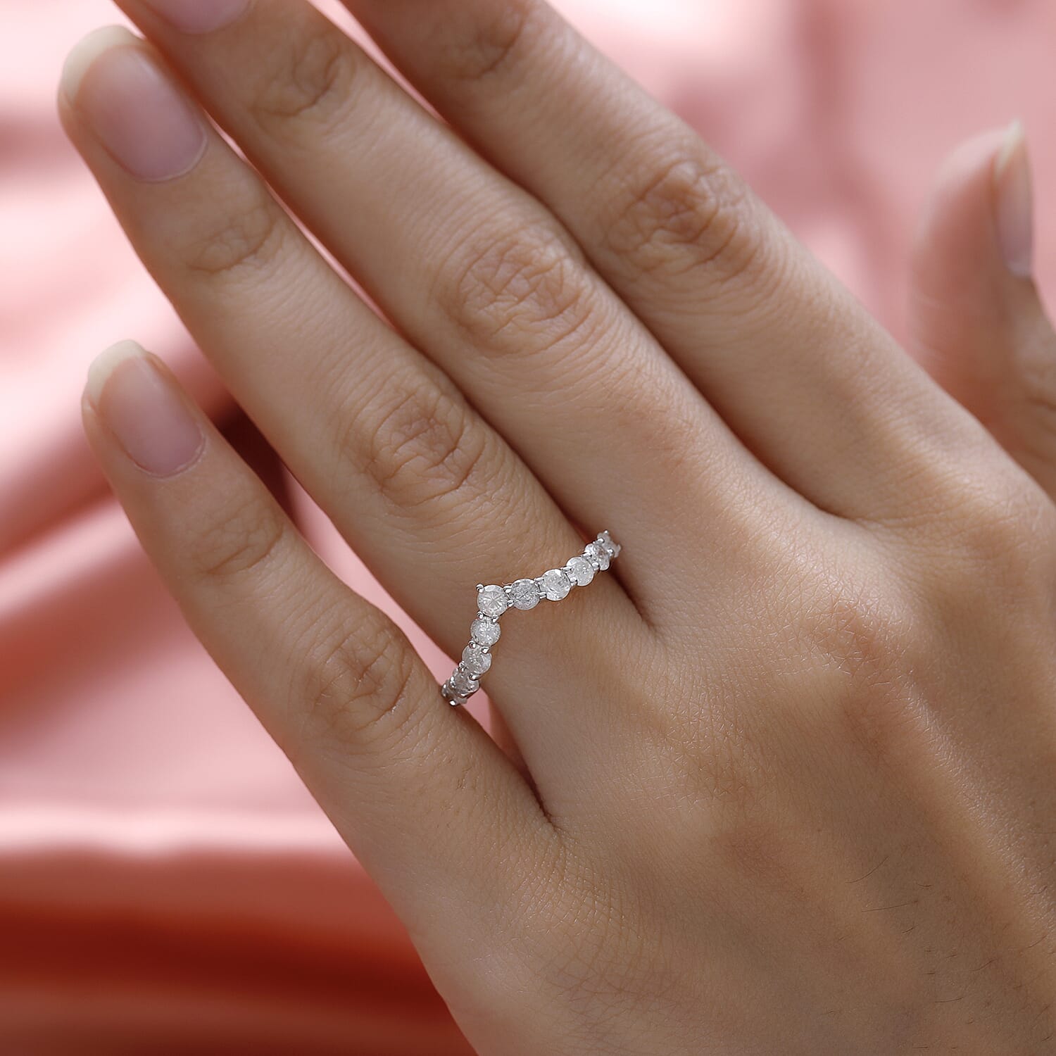 9K White Gold Diamond (G-H) Band Ring 1.00 Ct