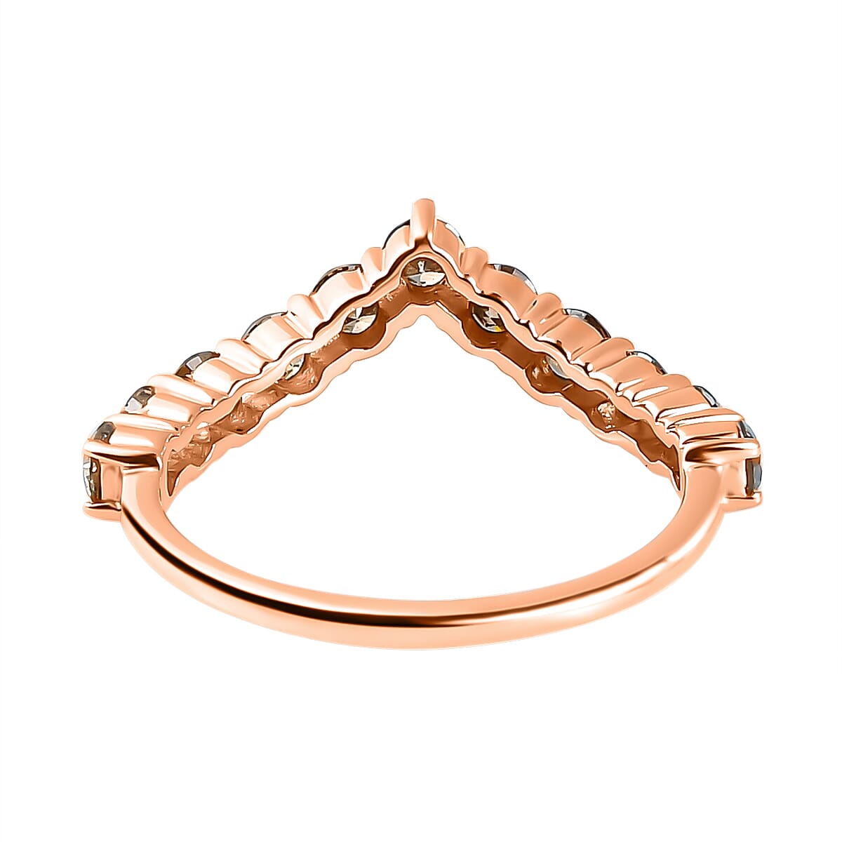 9K Rose Gold Natural Champagne Diamond Wishbone Ring 1.00 Ct.