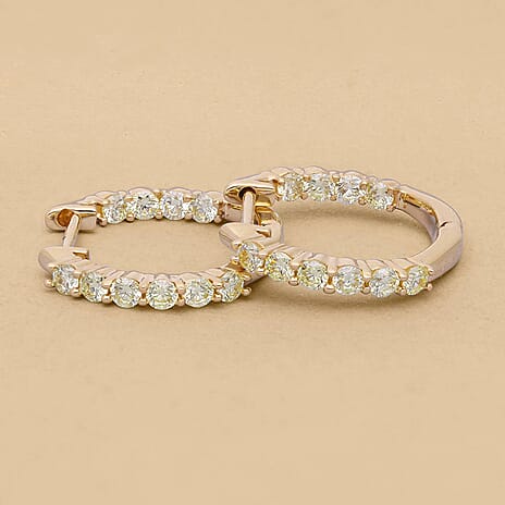 NY Close Out - 14K Yellow Gold SGL Certified Natural Yellow Diamond (VS2) Hoop Earring with Clasp 0.50 Ct.