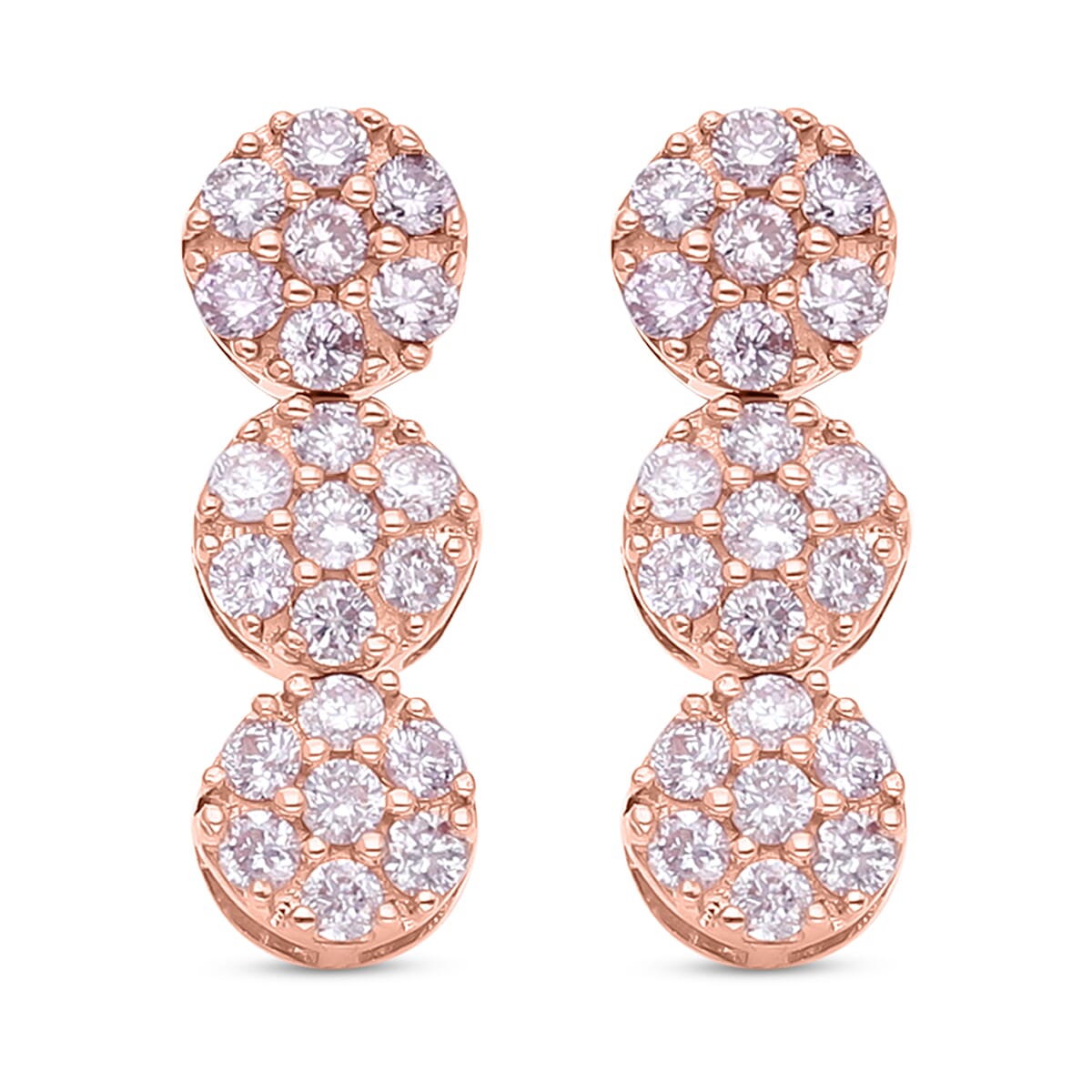 9K Rose Gold Pink Diamond Dangle Earrings 0.50 Ct.