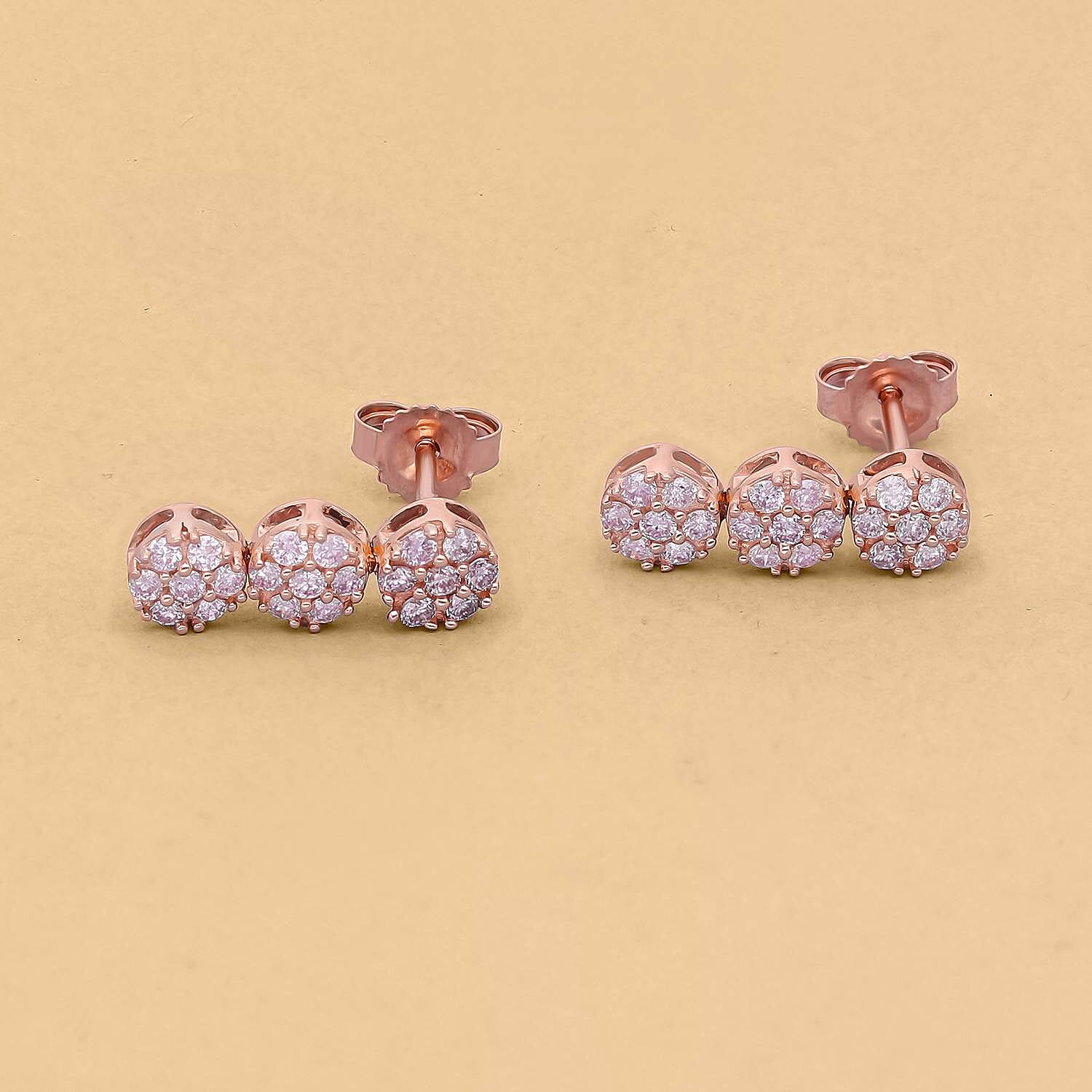 9K Rose Gold Pink Diamond Dangle Earrings 0.50 Ct.