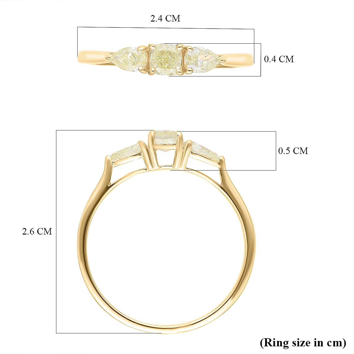 18K Yellow Gold SGL certified Natural Yellow Diamond (SI) Trilogy Ring 1.00 Ct. 18K Yellow Gold SGL certified Natural Yellow Diamond (SI) Trilogy Ring 1.00 Ct.