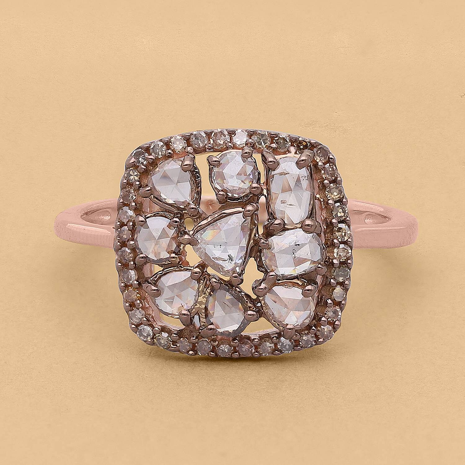9K Rose Gold SGL Certified Champagne Diamond (I1-I2) Ring 1.00 Ct.