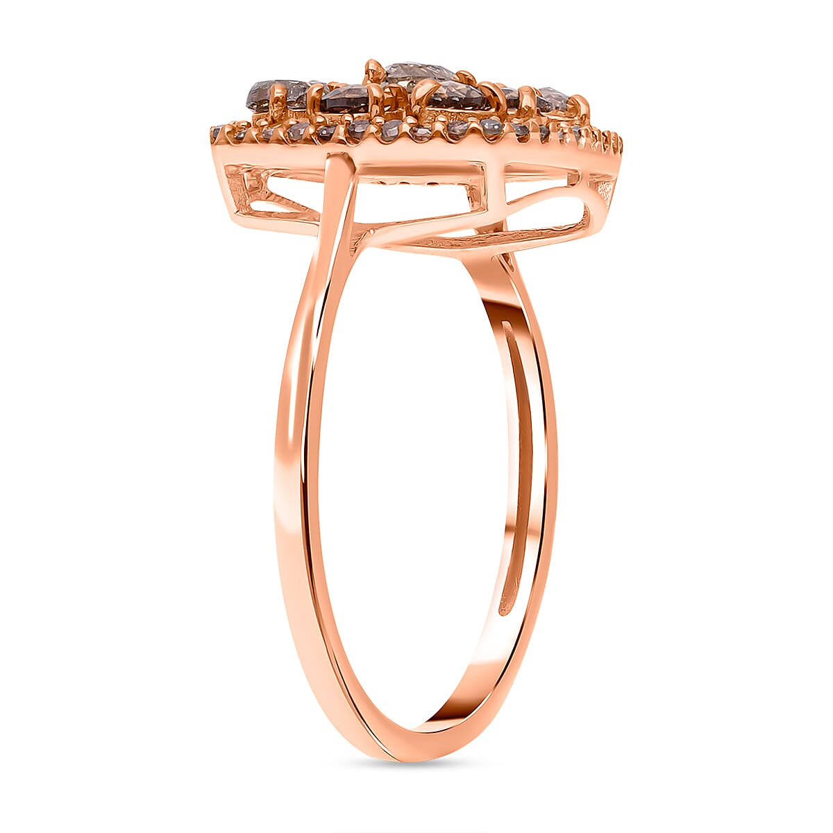 9K Rose Gold SGL Certified Champagne Diamond (I1-I2) Ring 1.00 Ct.
