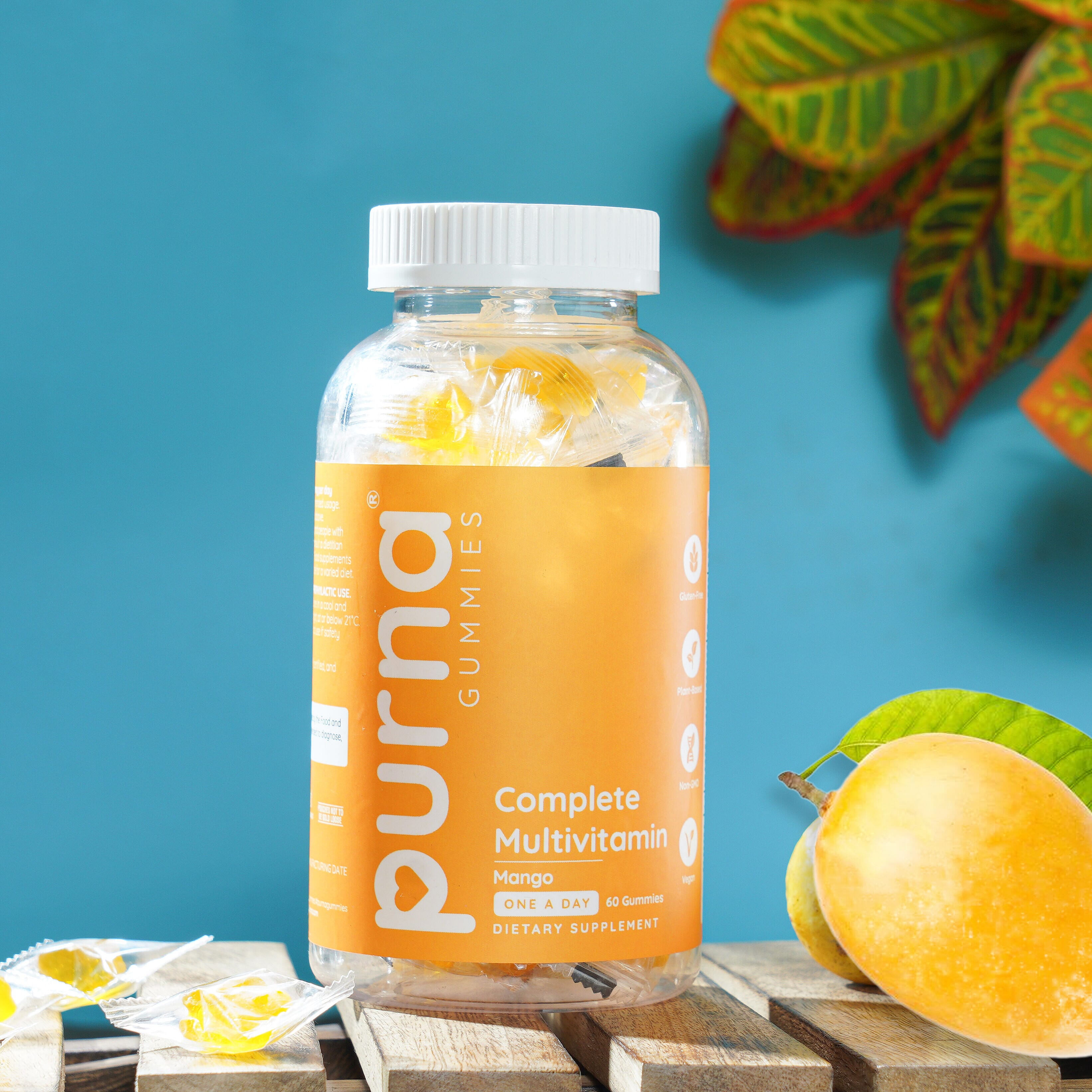 Purna - Mango Flavoured Complete Multivitamin Gummies (60 Gummies)