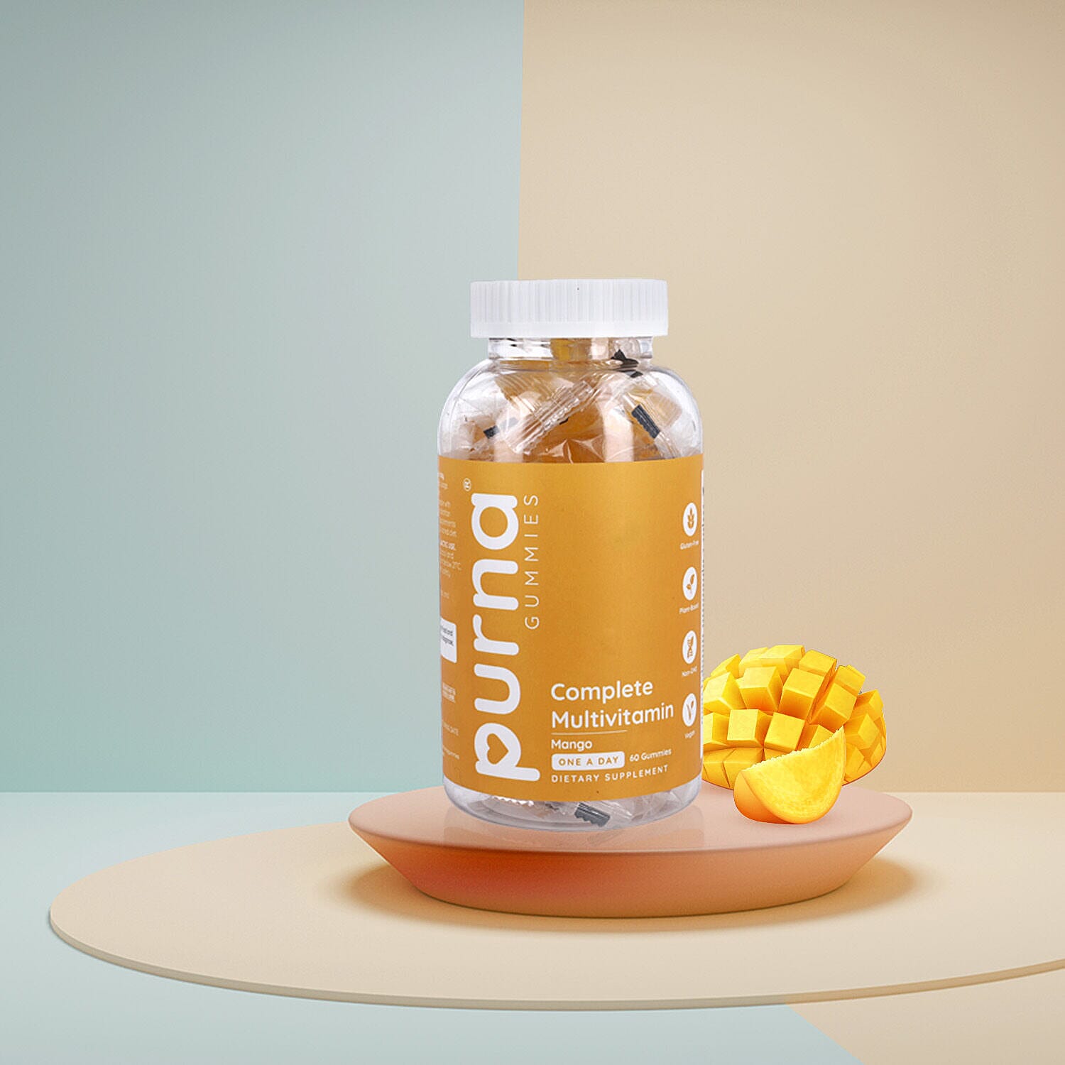 Purna - Mango Flavoured Complete Multivitamin Gummies (60 Gummies)
