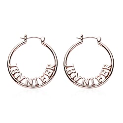 Vermeil RG Sterling Silver J Hoop Half Hoop Earring, Silver Wt. 9.6 Gms