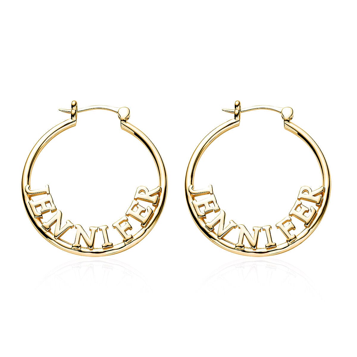 18K Yellow Gold Vermeil Plated Sterling Silver Hoop Earrings, Silver Wt 7.40 GM