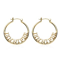 Vermeil YG Plated Sterling Silver J Hoop Half Hoop Earrings, Silver Wt. 9.6 Gms