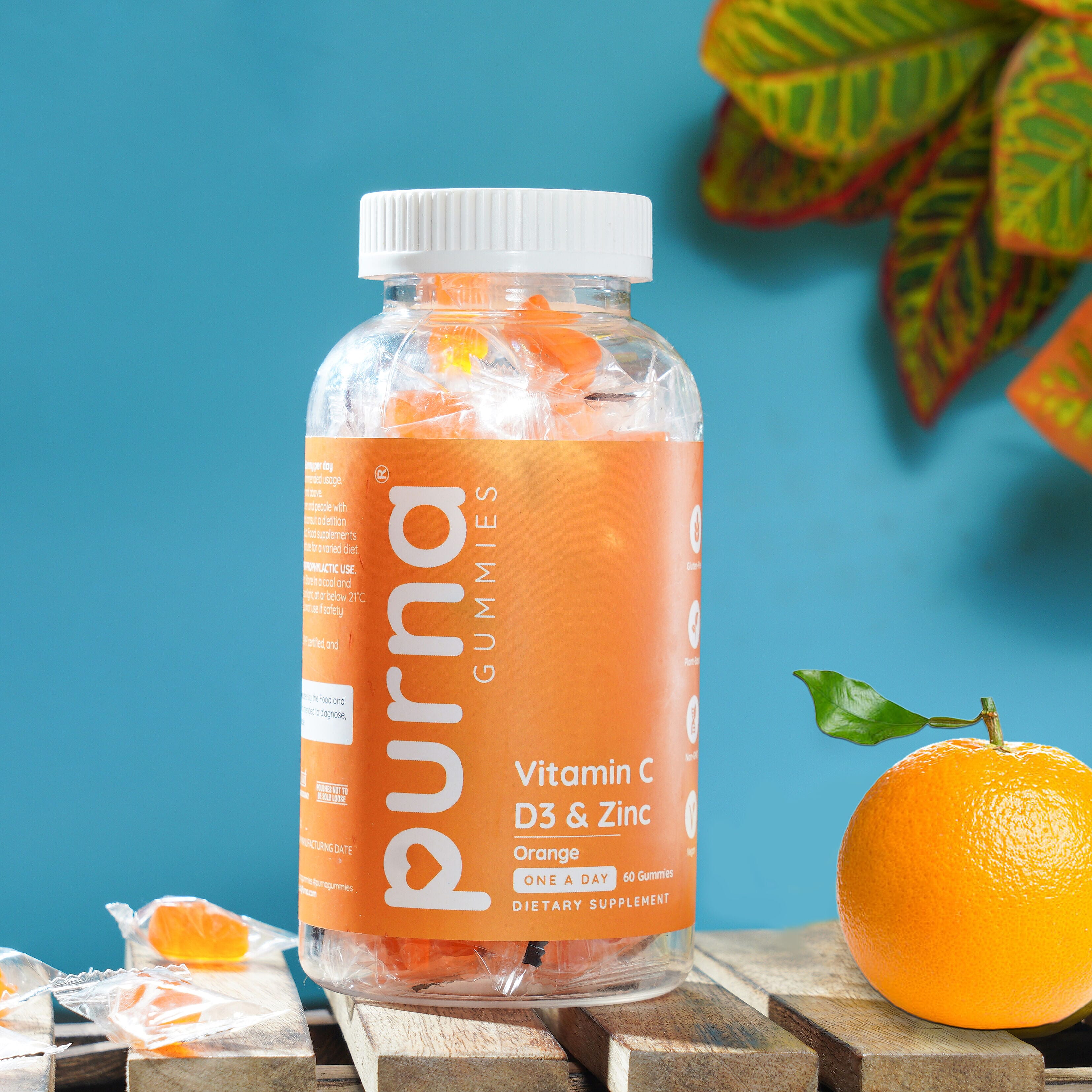 Purna - Orange Flavoured Vitamin C Gummies (60 Gummies)