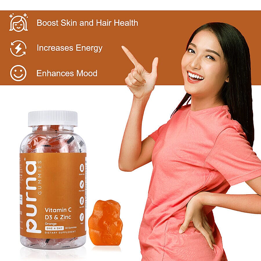Purna - Orange Flavoured Vitamin C Gummies (60 Gummies)
