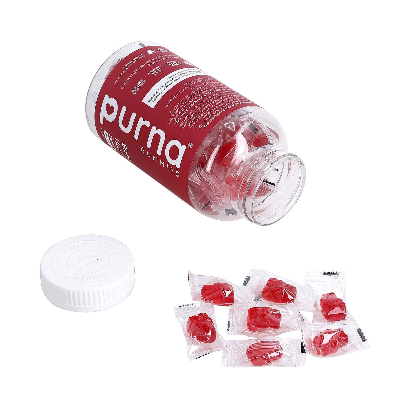 Purna Big Pack - Cranberry Flavored Biotin Gummies (60 Gummies)