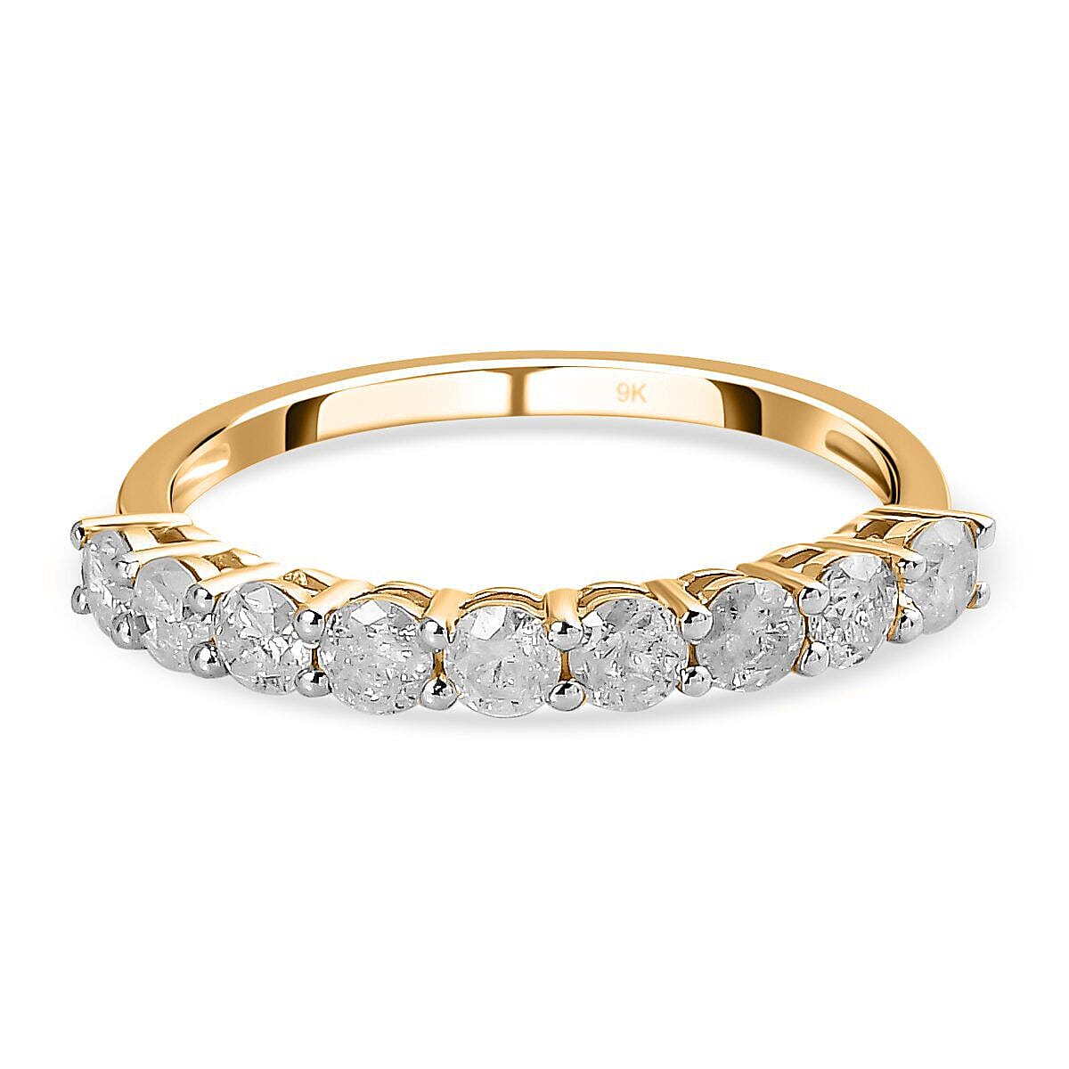 New York Close Out - 9K Yellow Gold Diamond (I3-G-H) Half Eternity Ring 1.00 Ct.