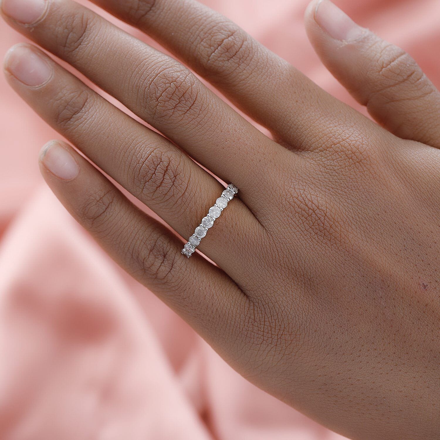 New York Close Out - 9K Yellow Gold Diamond (I3-G-H) Half Eternity Ring 1.00 Ct.