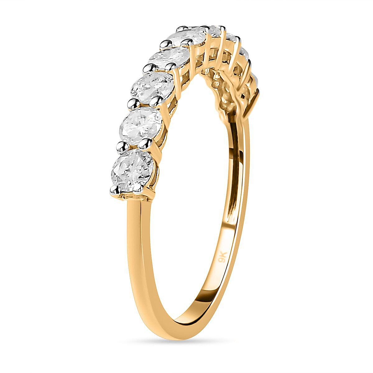 New York Close Out - 9K Yellow Gold Diamond (I3-G-H) Half Eternity Ring 1.00 Ct.