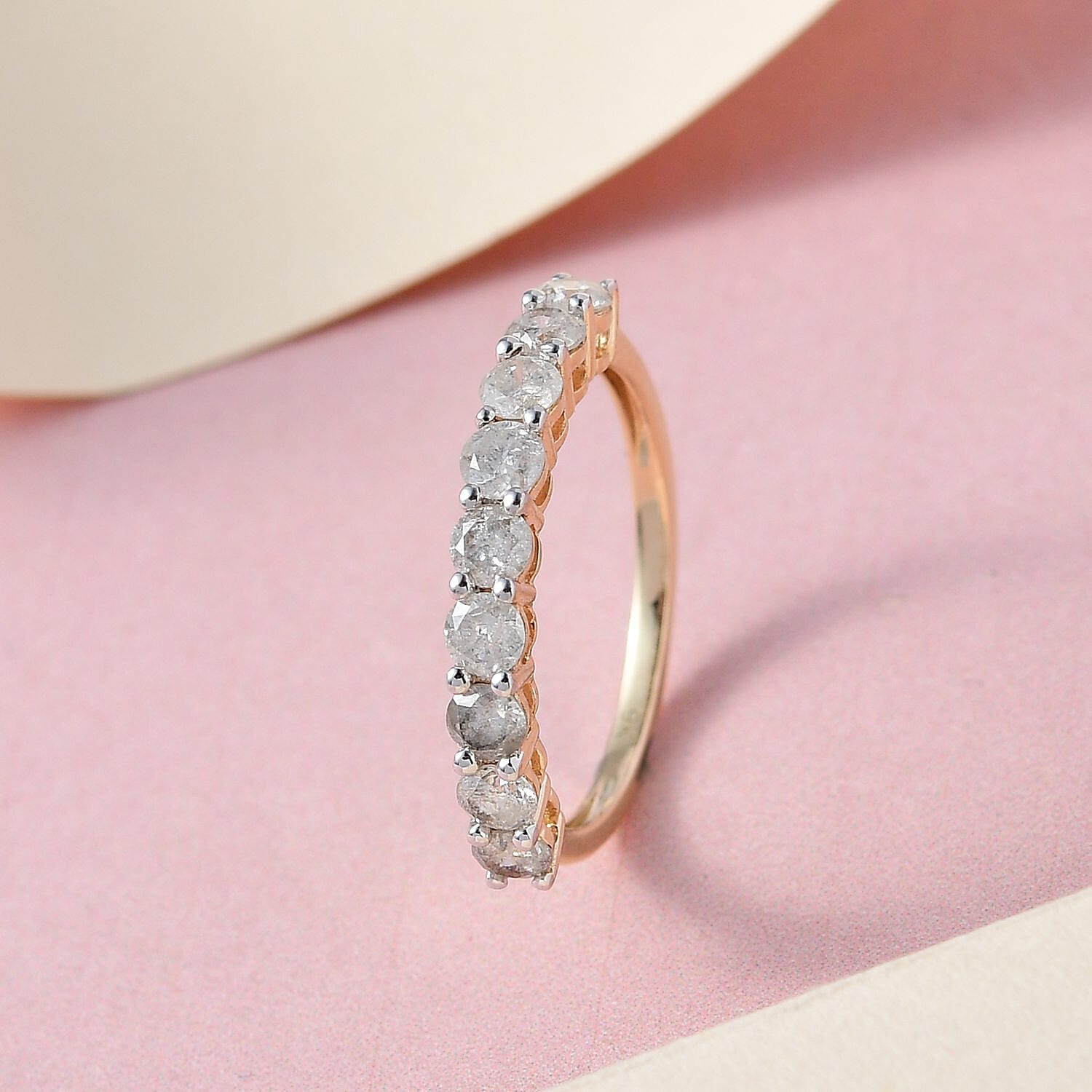 New York Close Out - 9K Yellow Gold Diamond (I3-G-H) Half Eternity Ring 1.00 Ct.