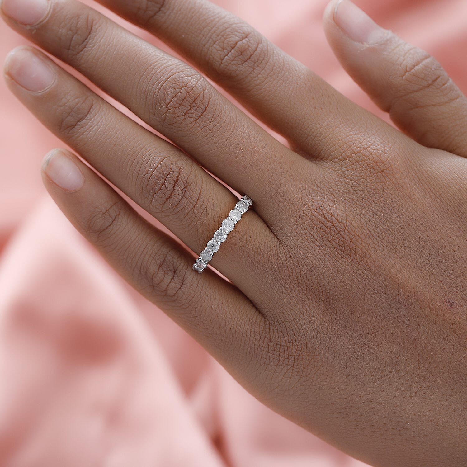 New York Close Out - 9K Yellow Gold Diamond (I3-G-H) Half Eternity Ring 1.00 Ct.