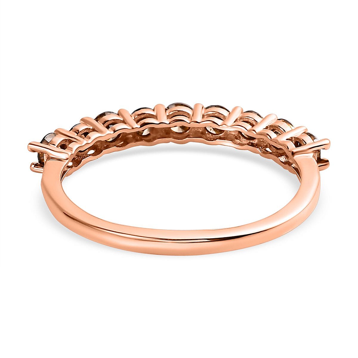 9K Rose Gold Natural Champagne Diamond Half Eternity Ring 1.00 Ct.