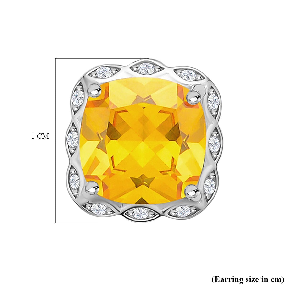 Simulated Canary Yellow Diamond and Simulated Diamond Earrings (With Push Back) in Rhodium Overlay Sterling Silver
