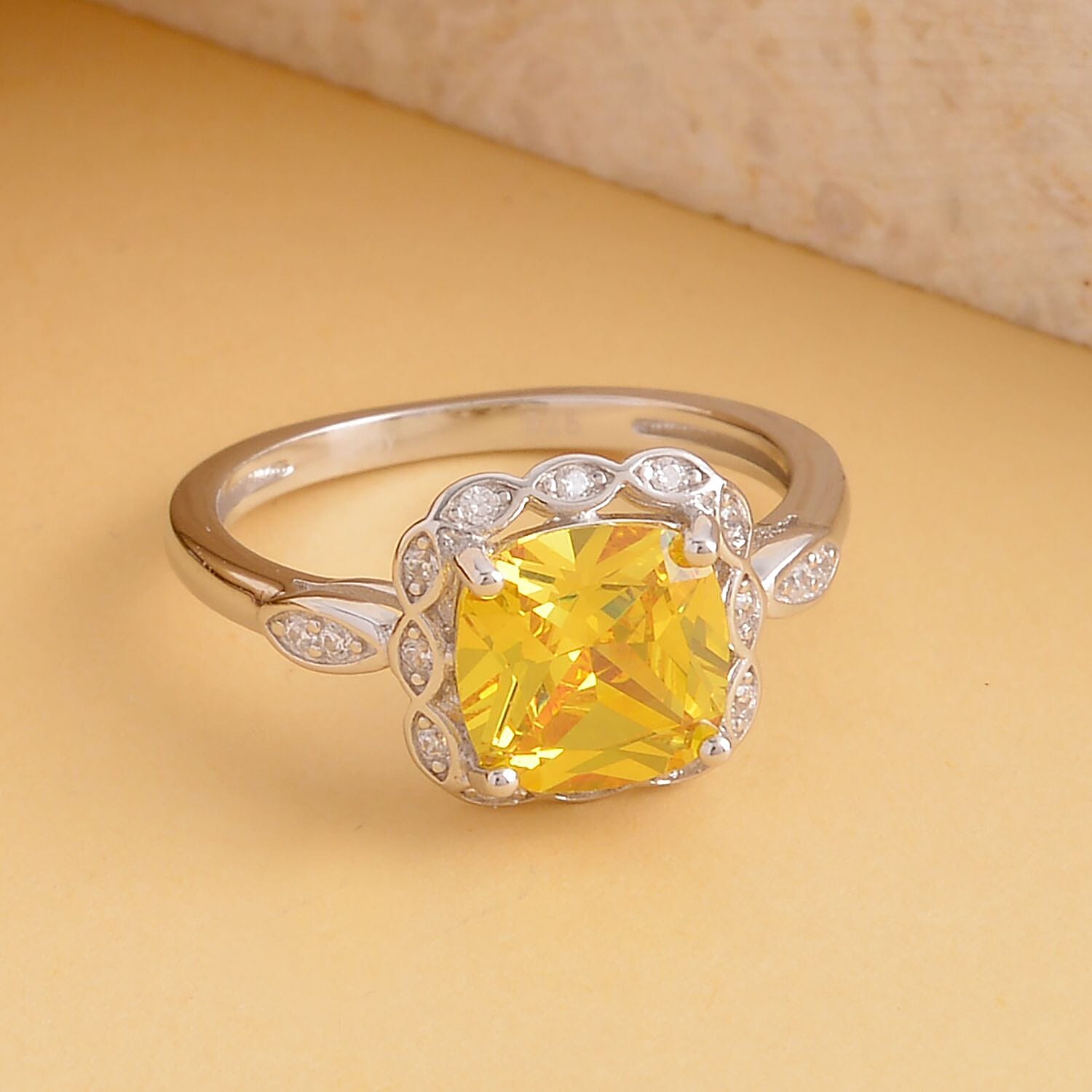 Simulated yellow 2025 diamond ring