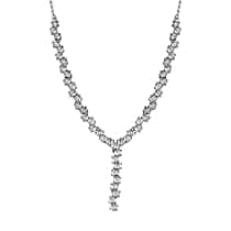 Diamond Y Necklace (Size - 18) in Platinum Overlay Sterling Silver