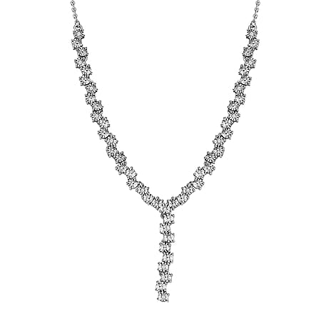 Red Carpet Collection - Diamond Necklace (Size - 18) in Platinum Overlay Sterling Silver, Silver Wt. 11.80 Gms