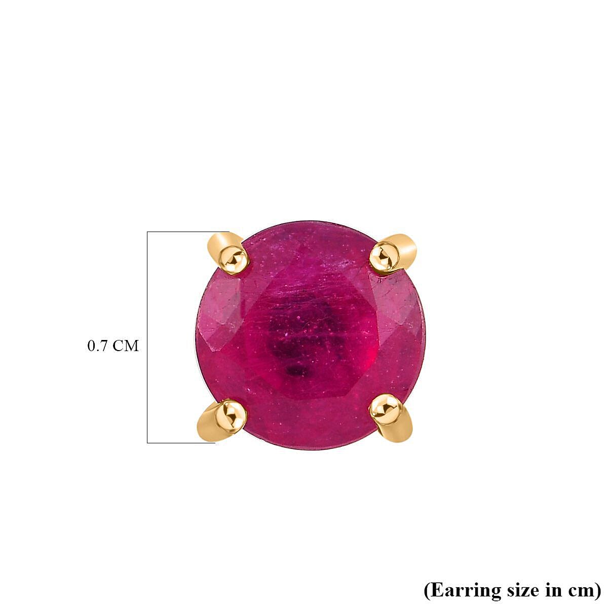 9K Yellow Gold African Ruby Stud Earrings (with Push Back) 2.614 Ct.