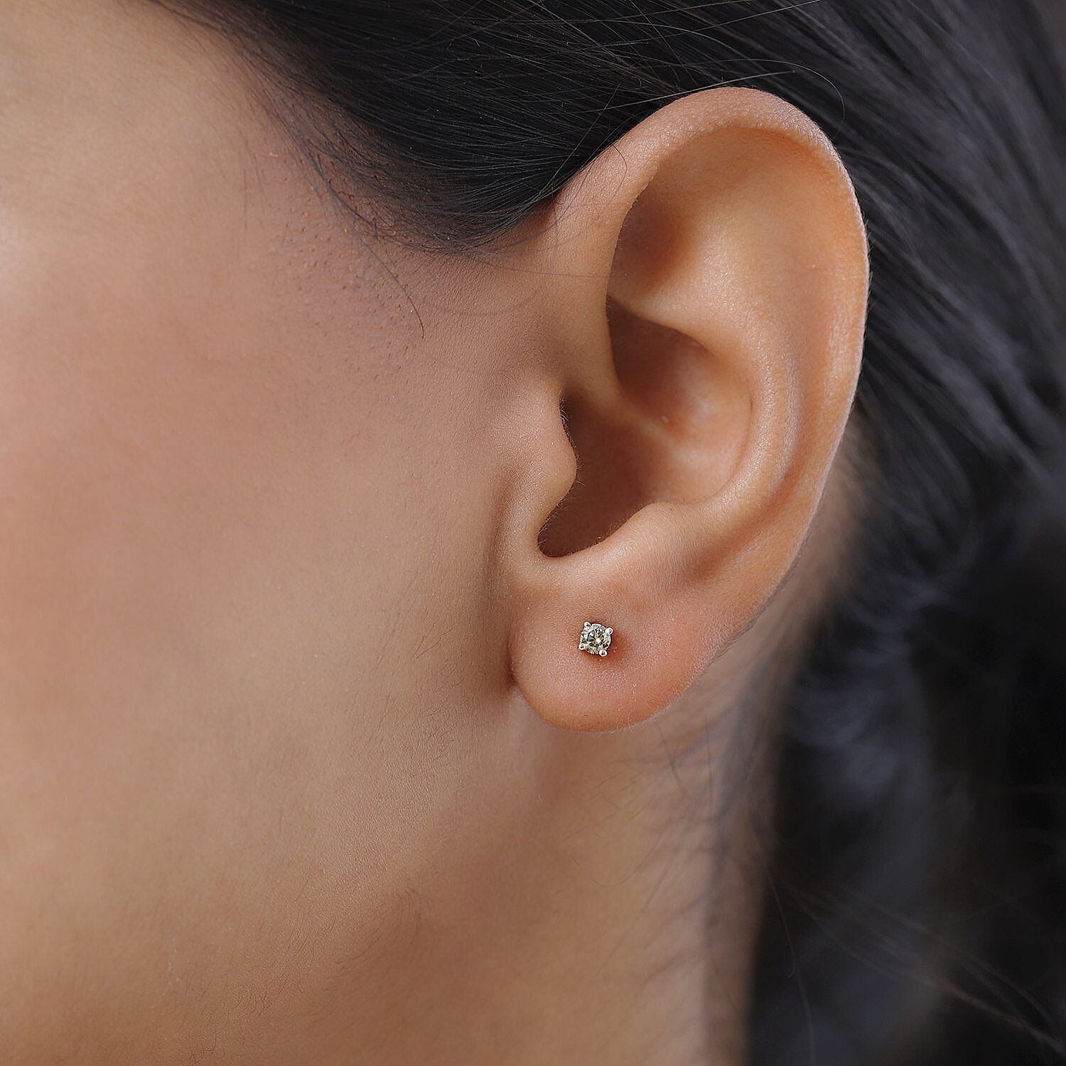9K Rose Gold Champagne Diamond Stud Earrings 0.20 Ct.