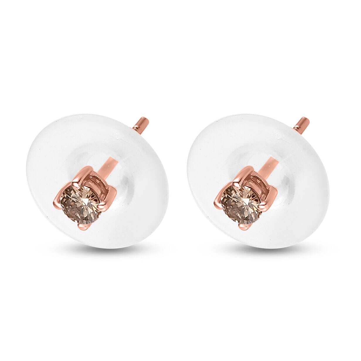 9K Rose Gold Champagne Diamond Stud Earrings 0.20 Ct.