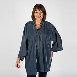 Tamsy Polyester Solid Kimono - Grey