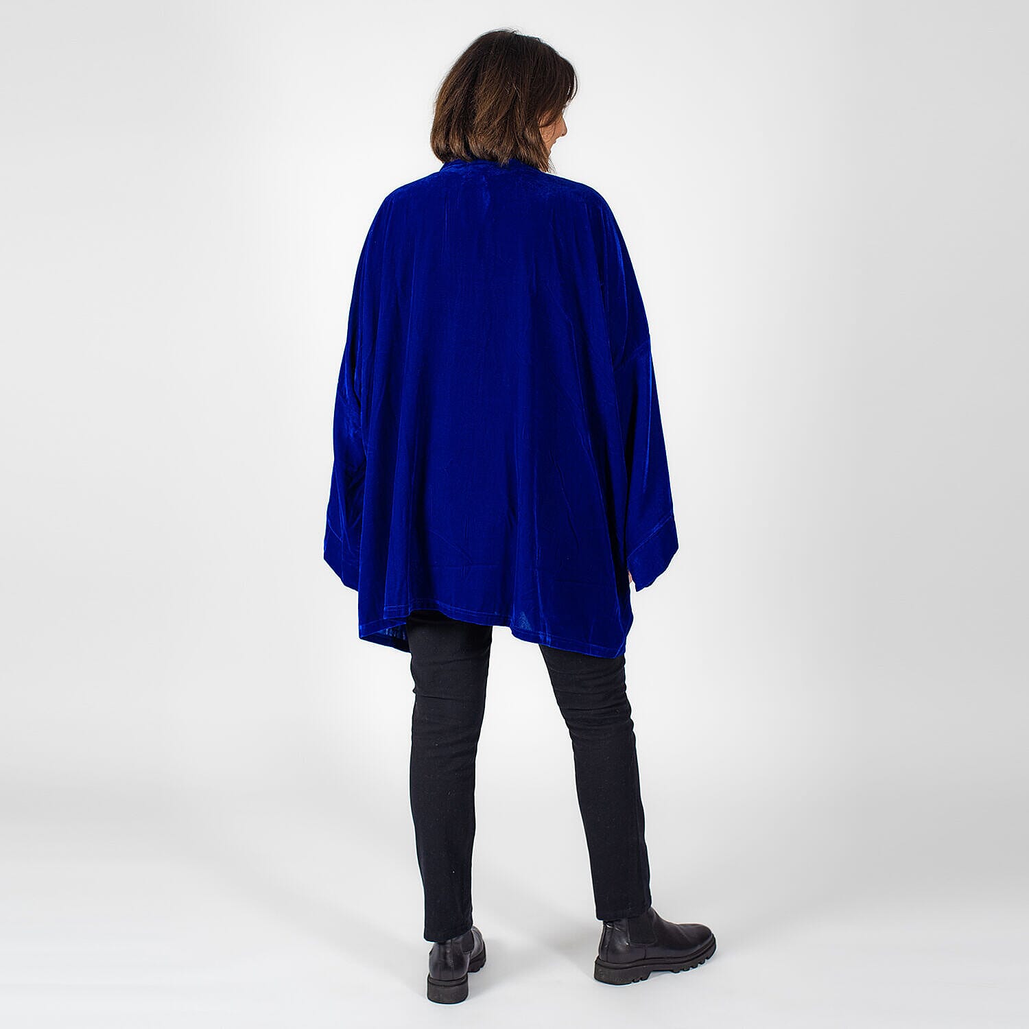 Tamsy Polyester Solid Kimono - Black