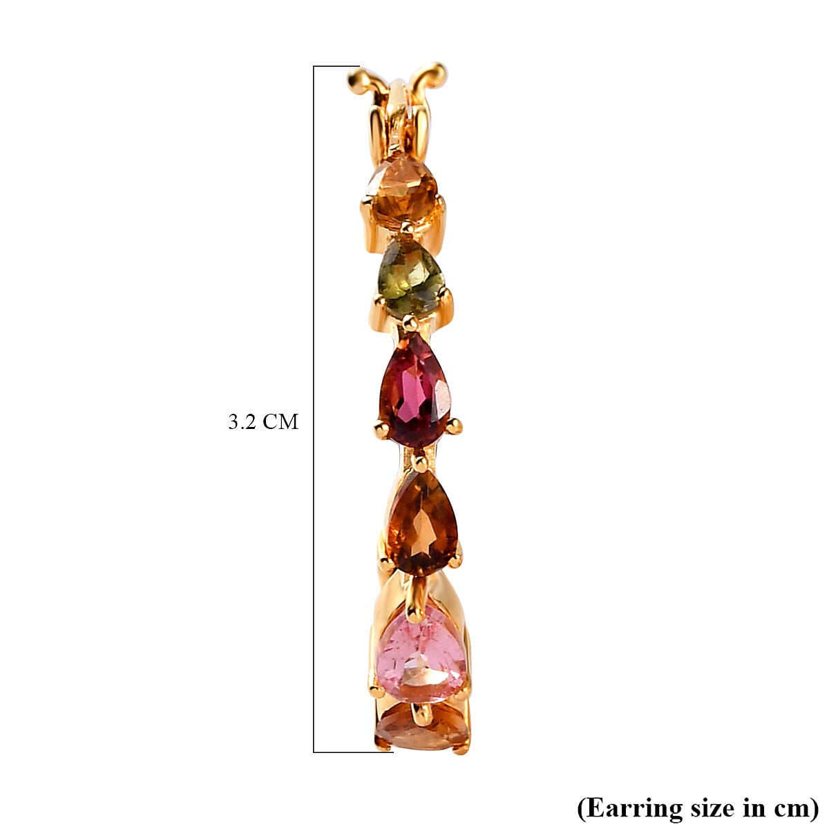 Multi-Tourmaline Hoop Earrings in Vermeil Yellow Gold Overlay Sterling Silver 5.48 Ct, Silver Wt. 5.20 Gms