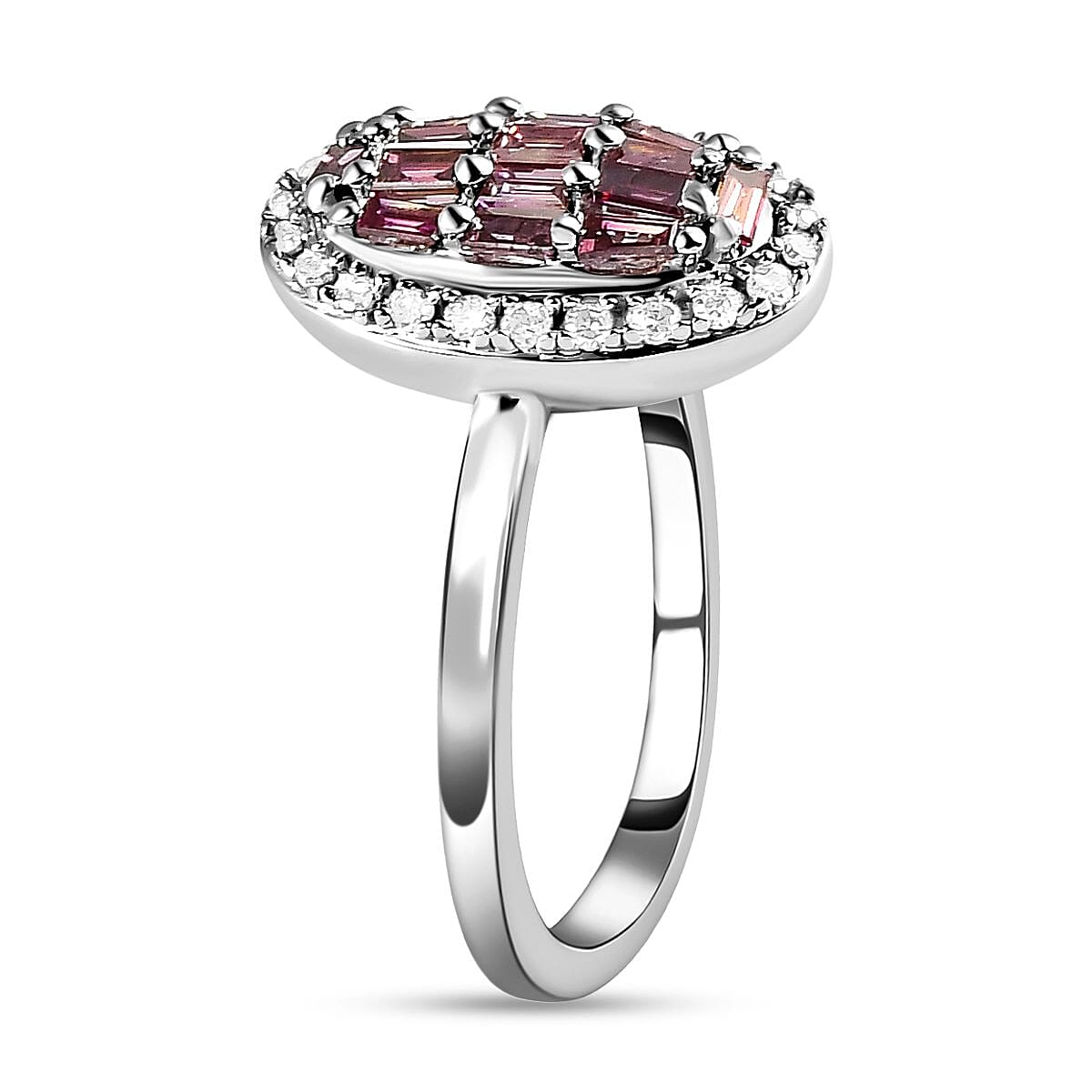 9K White Gold Purple Diamond and White Diamond Ring 0.34 Ct.