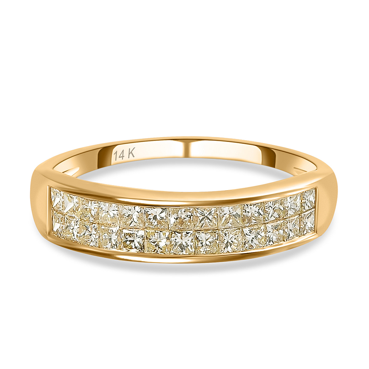 14K Yellow Gold SGL Certified Natural Yellow Diamond (SI-I1) Half Eternity Engagement Ring 1.00 Ct.