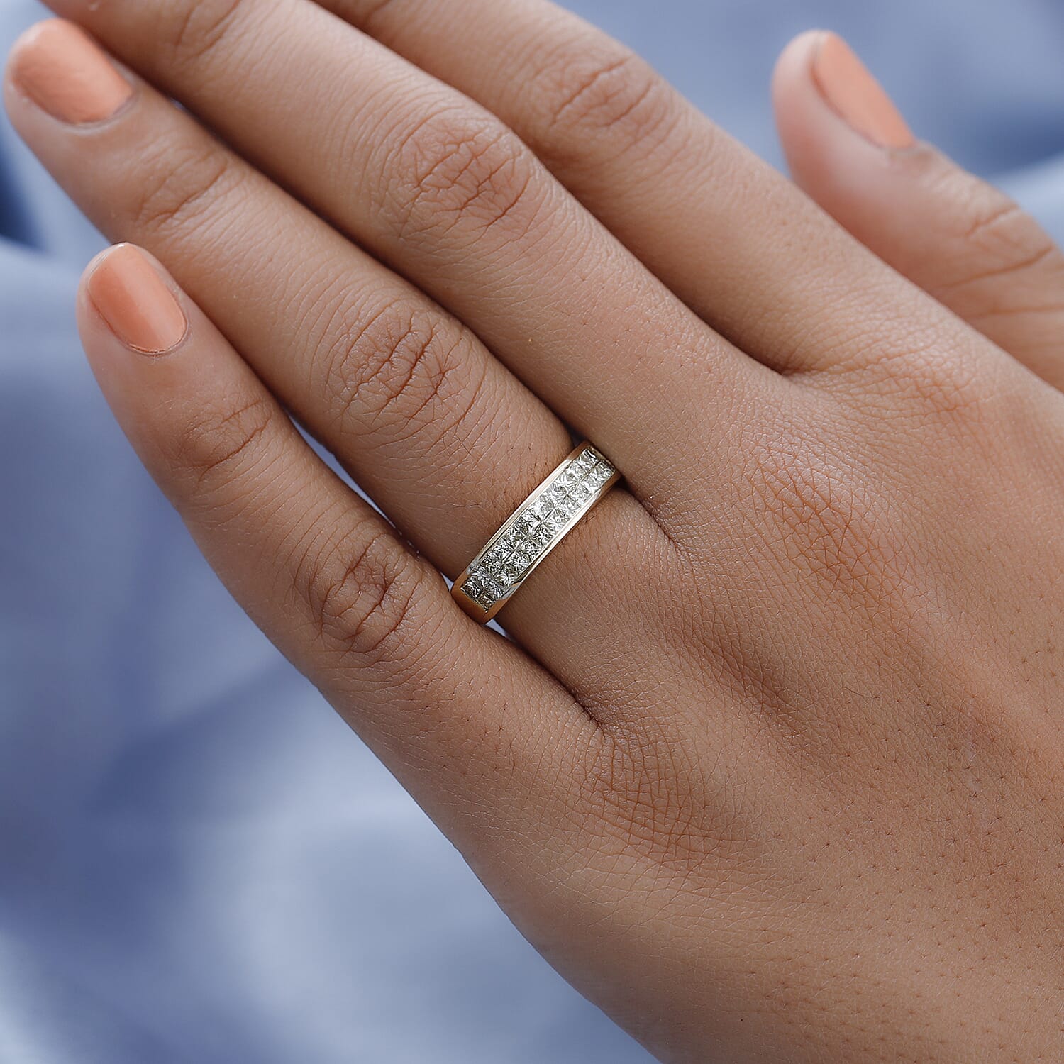 14K Yellow Gold SGL Certified Natural Yellow Diamond (SI-I1) Half Eternity Ring 1.00 Ct.