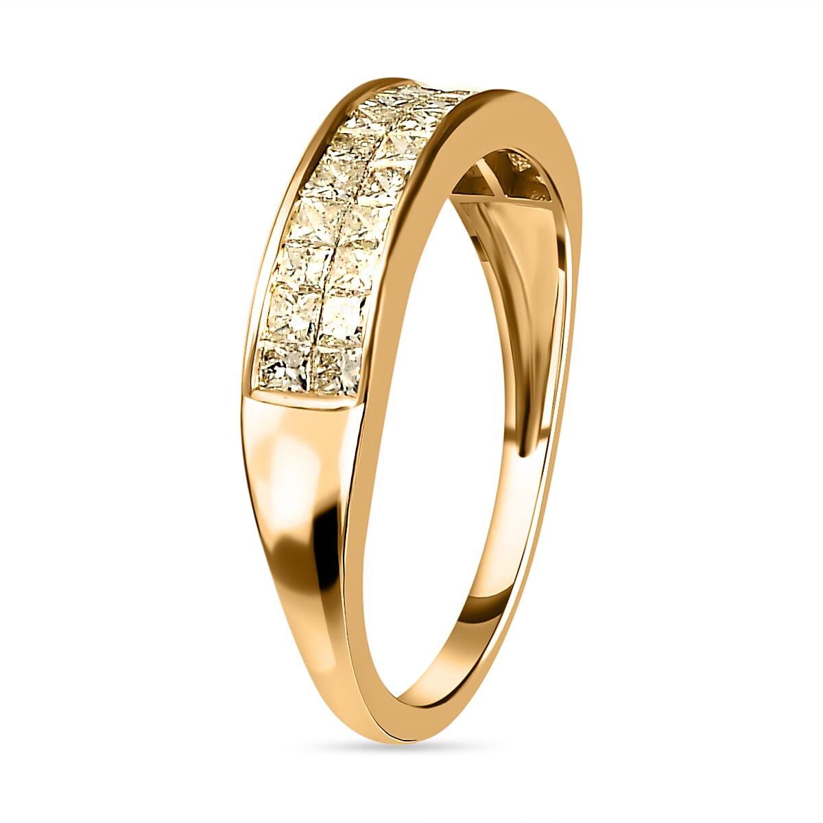 14K Yellow Gold SGL Certified Natural Yellow Diamond (SI-I1) Half Eternity Ring 1.00 Ct.