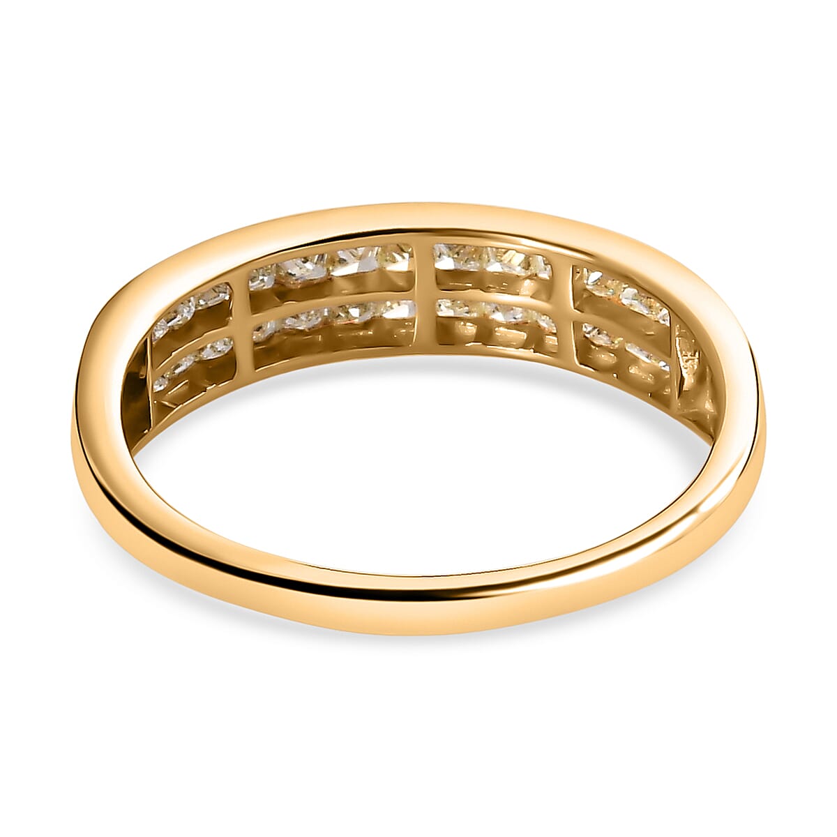 14K Yellow Gold SGL Certified Natural Yellow Diamond (SI-I1) Half Eternity Ring 1.00 Ct.