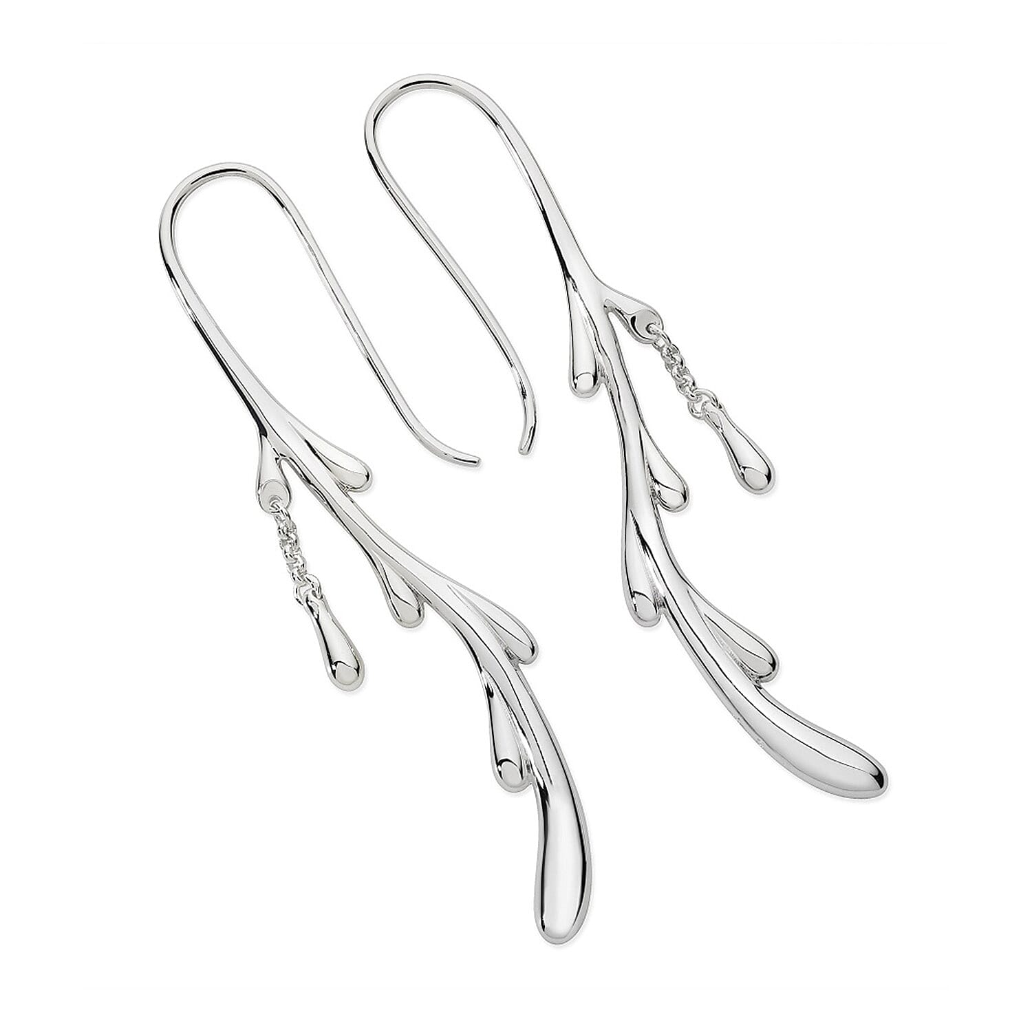LucyQ Close Out Deal - Drop Collection - Rhodium Overlay Sterling Silver Earrings ( With Hook) , Silver Wt. 11.30 Gms