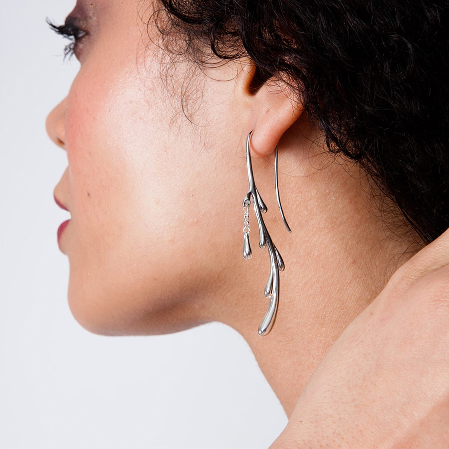 LucyQ Close Out Deal - Drop Collection - Rhodium Overlay Sterling Silver Earrings ( With Hook) , Silver Wt. 11.30 Gms