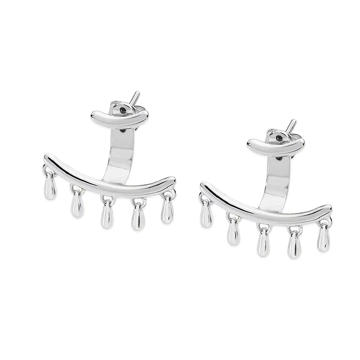 LucyQ Close Out Deal - Drop Collection - Rhodium Overlay Sterling Silver Earrings (With Push Back), Silver Wt. 5.70 Gms
