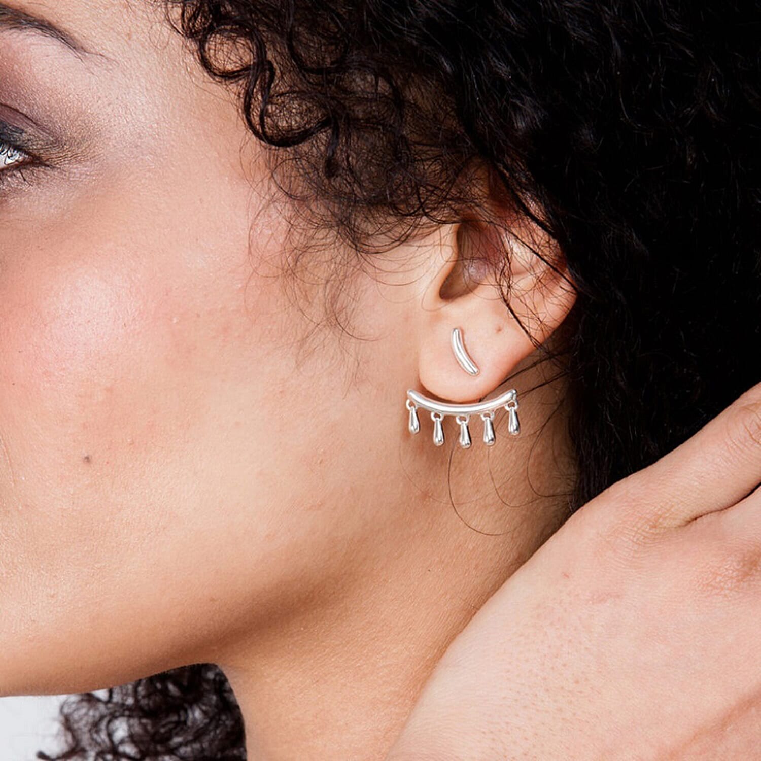 LucyQ Close Out Deal - Drop Collection - Rhodium Overlay Sterling Silver Earrings (With Push Back), Silver Wt. 5.70 Gms