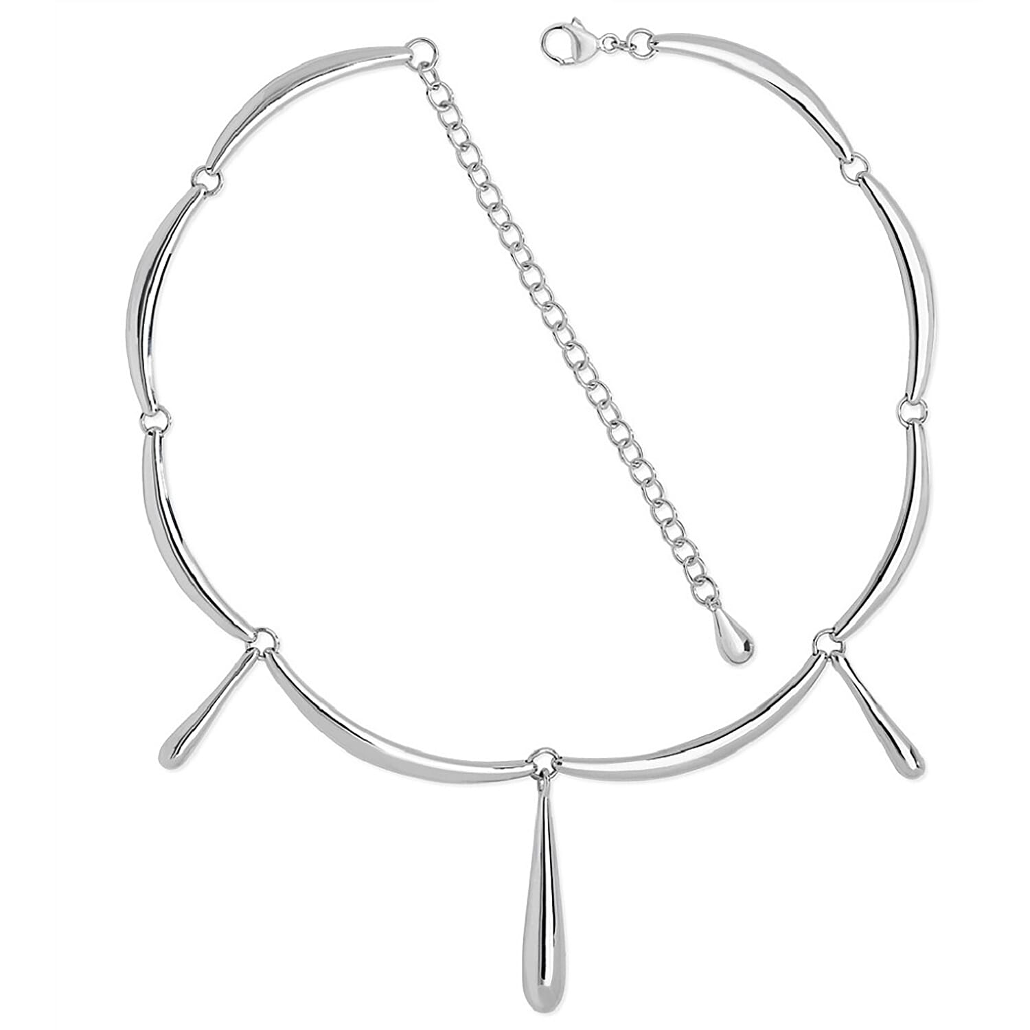 LucyQ Close Out Deal - Drop Collection - Rhodium Overlay Sterling Silver Necklace (Size - 18), Silver Wt. 40.00 Gms