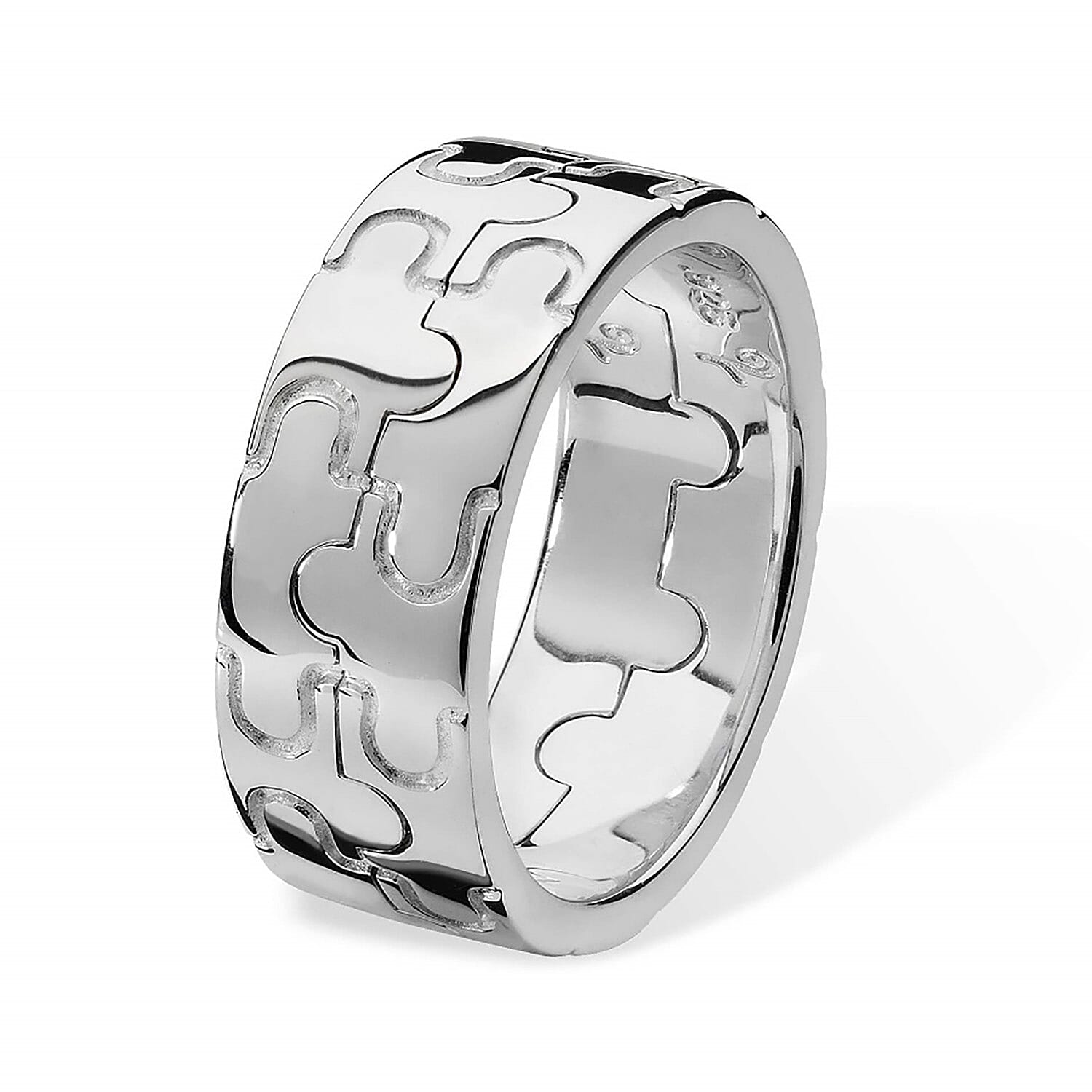 LucyQ Close Out Deal - Jigsaw Collection - Rhodium Overlay Sterling Silver Ring, Silver Wt. 8.71 Gms