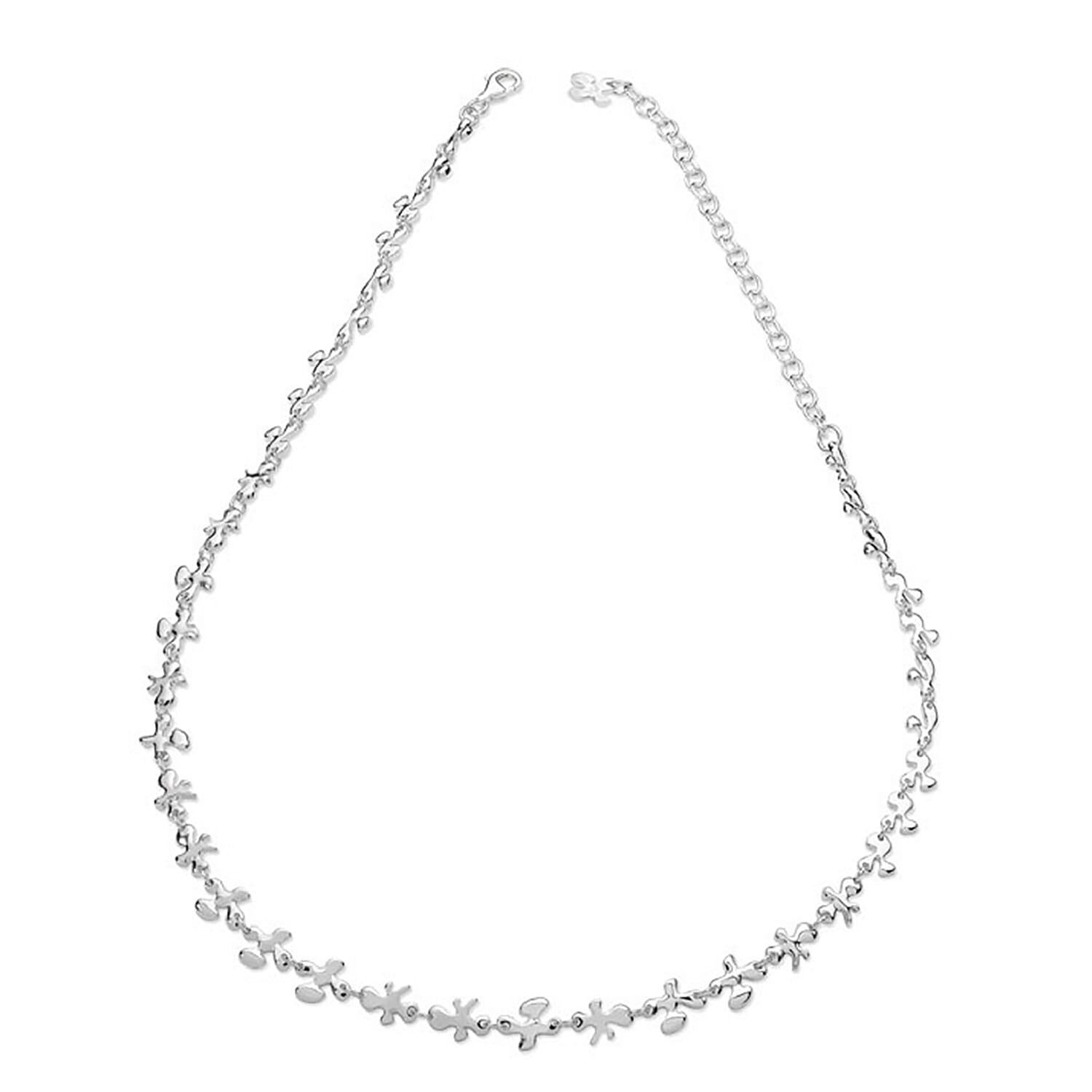 LucyQ Close Out Deal - Splash Collection - Rhodium Overlay Sterling Silver Necklace (Size - 20), Silver Wt. 20.5 Gms