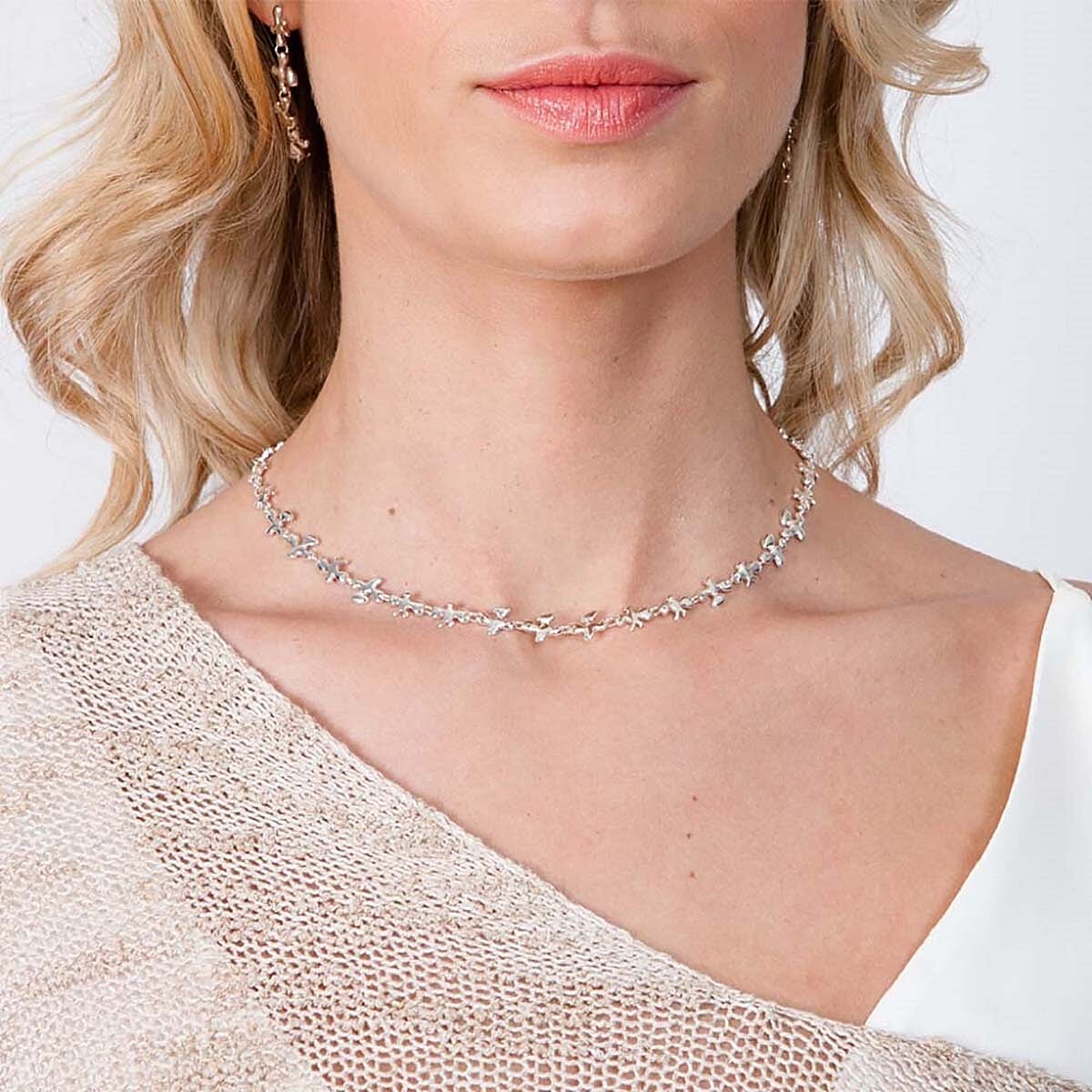 LucyQ Close Out Deal - Splash Collection - Rhodium Overlay Sterling Silver Necklace (Size - 20), Silver Wt. 20.5 Gms