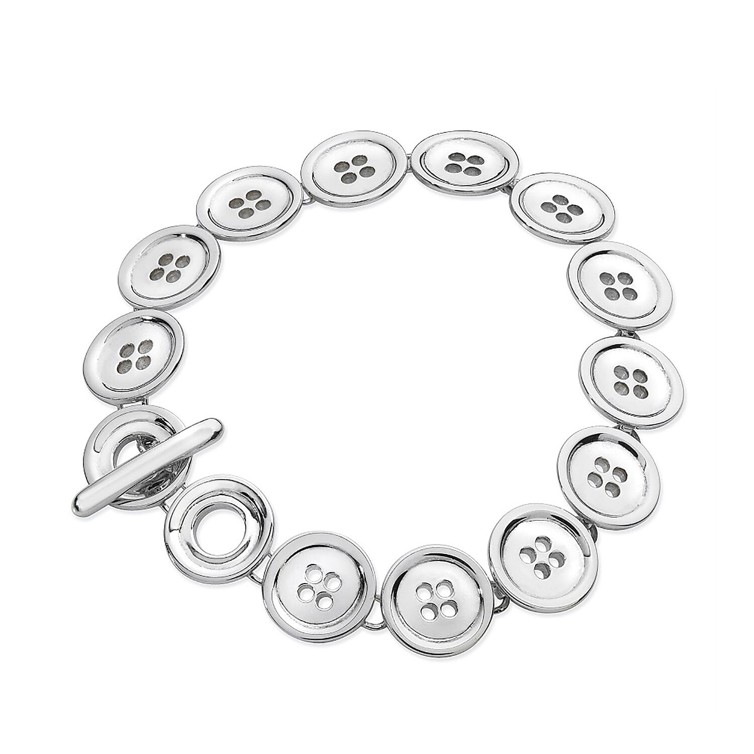 LucyQ Close Out Deal - Button Collection - Rhodium Overlay Sterling Silver Bracelet (Size - 8)